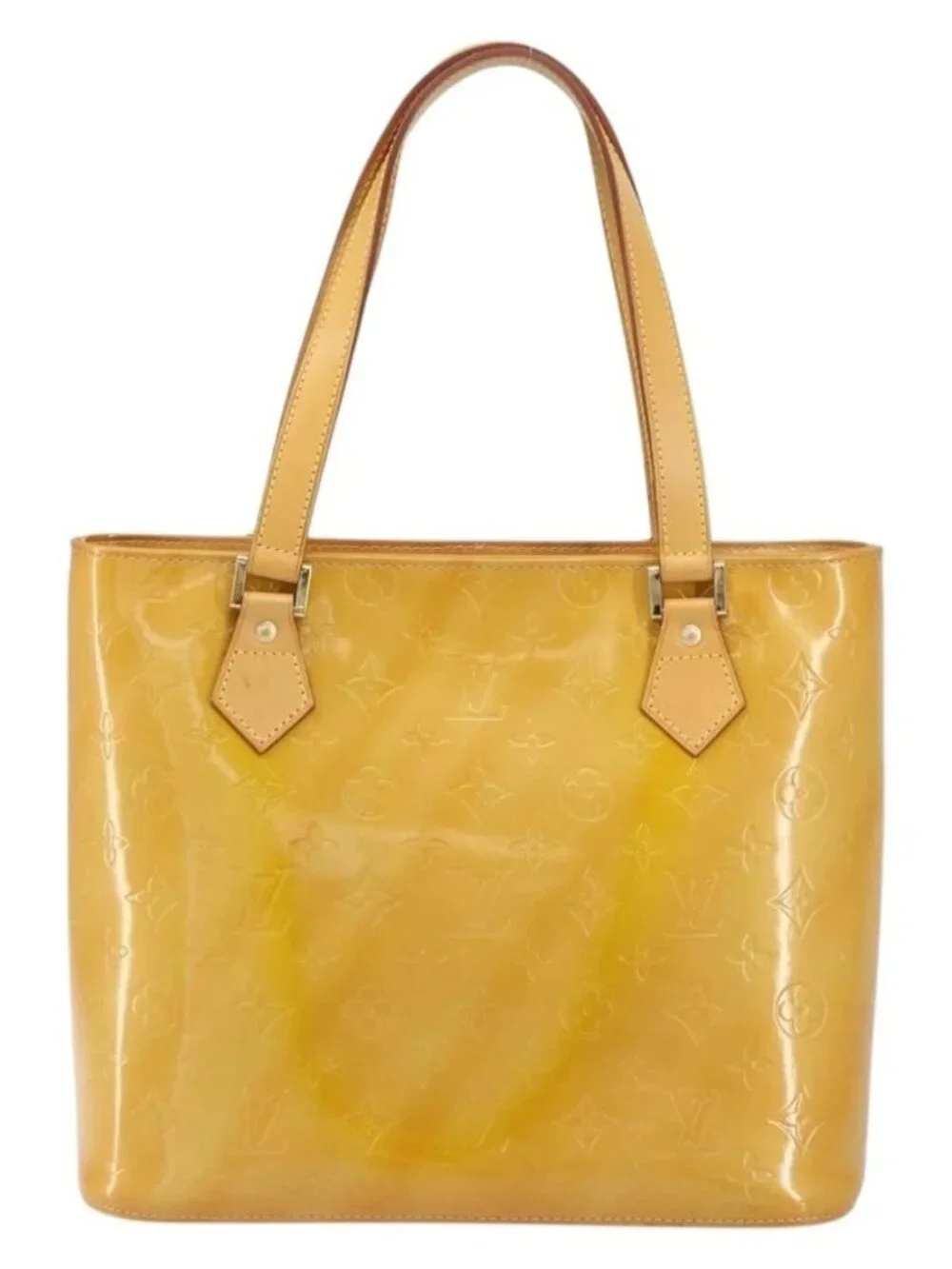 LOUIS VUITTON Monogram Vernis Houston Hand Bag Beige M91004 LV Auth 158012 - Picture 2 of 16